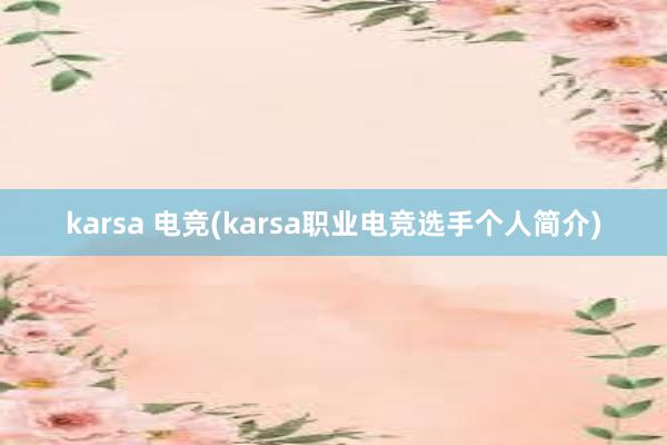 karsa 电竞(karsa职业电竞选手个人简介)