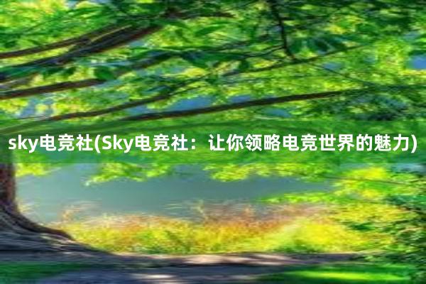 sky电竞社(Sky电竞社：让你领略电竞世界的魅力)