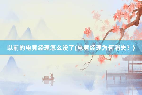 以前的电竞经理怎么没了(电竞经理为何消失？)