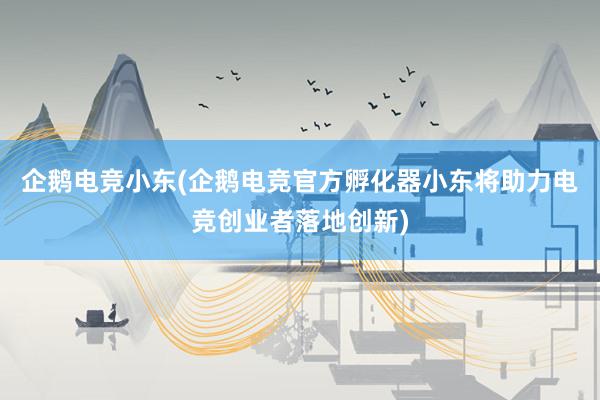 企鹅电竞小东(企鹅电竞官方孵化器小东将助力电竞创业者落地创新)