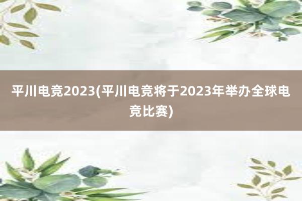 平川电竞2023(平川电竞将于2023年举办全球电竞比赛)