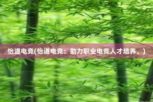 怡道电竞(怡道电竞：助力职业电竞人才培养。)