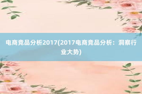 电商竞品分析2017(2017电商竞品分析：洞察行业大势)