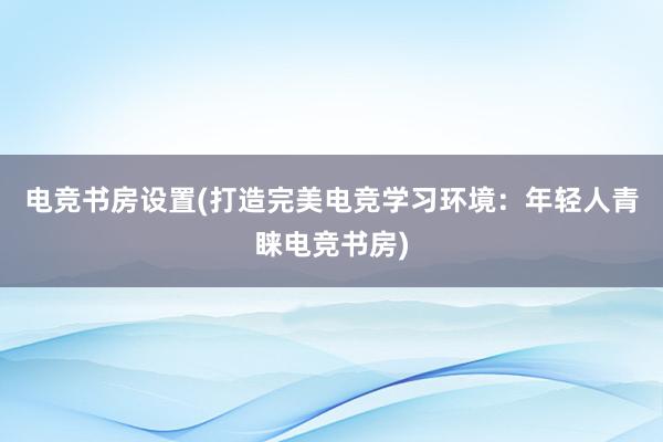 电竞书房设置(打造完美电竞学习环境：年轻人青睐电竞书房)