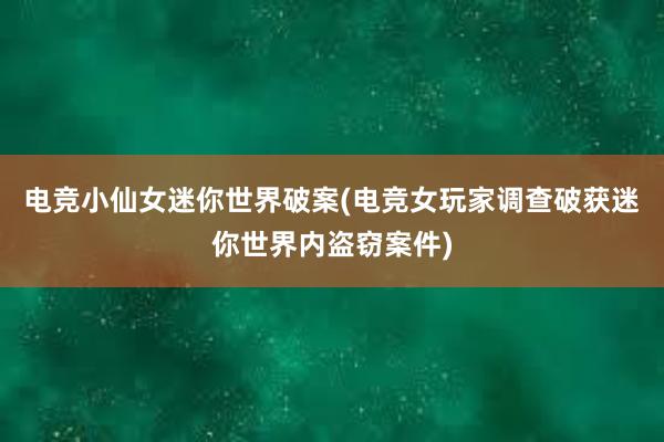 电竞小仙女迷你世界破案(电竞女玩家调查破获迷你世界内盗窃案件)