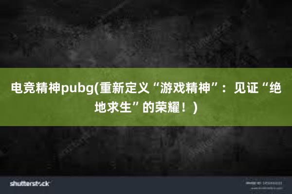 电竞精神pubg(重新定义“游戏精神”：见证“绝地求生”的荣耀！)