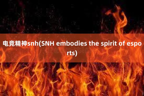 电竞精神snh(SNH embodies the spirit of esports)