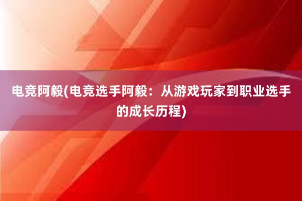 电竞阿毅(电竞选手阿毅：从游戏玩家到职业选手的成长历程)