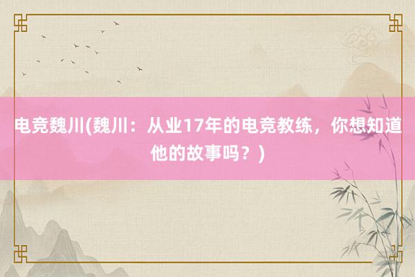 电竞魏川(魏川：从业17年的电竞教练，你想知道他的故事吗？)