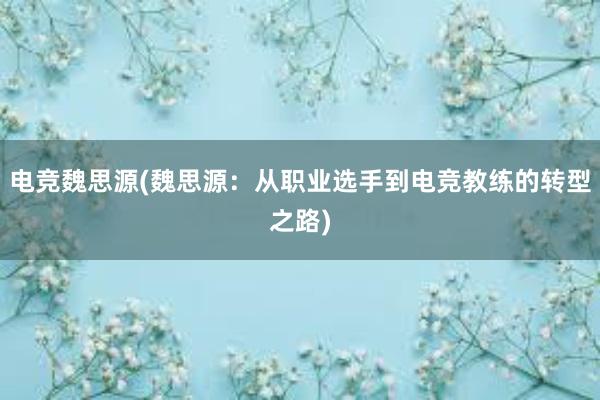 电竞魏思源(魏思源：从职业选手到电竞教练的转型之路)