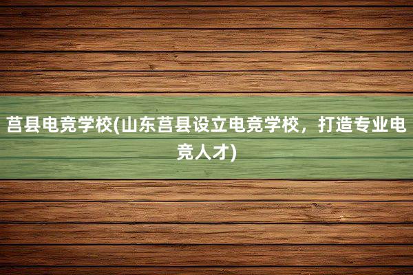 莒县电竞学校(山东莒县设立电竞学校，打造专业电竞人才)