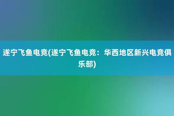 遂宁飞鱼电竞(遂宁飞鱼电竞：华西地区新兴电竞俱乐部)