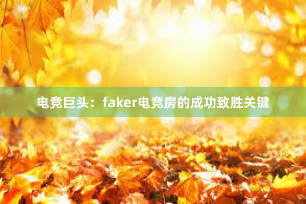 电竞巨头：faker电竞房的成功致胜关键