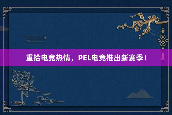 重拾电竞热情，PEL电竞推出新赛季！