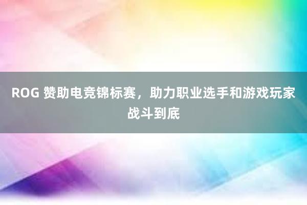 ROG 赞助电竞锦标赛，助力职业选手和游戏玩家战斗到底