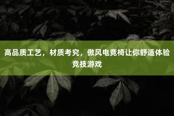 高品质工艺，材质考究，傲风电竞椅让你舒适体验竞技游戏