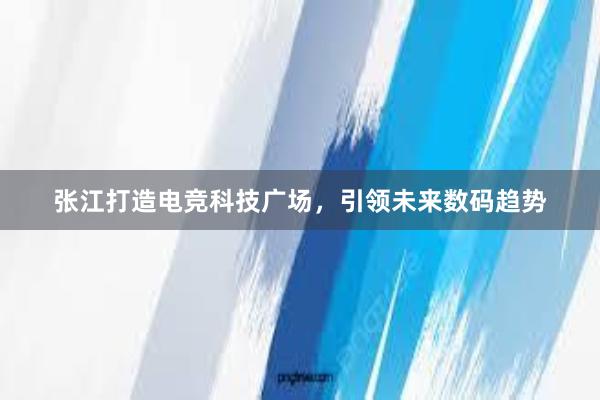 张江打造电竞科技广场，引领未来数码趋势