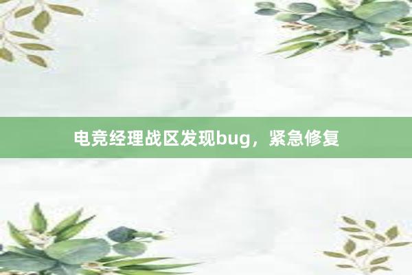 电竞经理战区发现bug，紧急修复